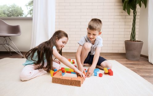 Kids playing with Lego and Poroton