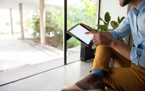 Man holding tablet