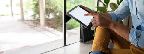 Man holding tablet